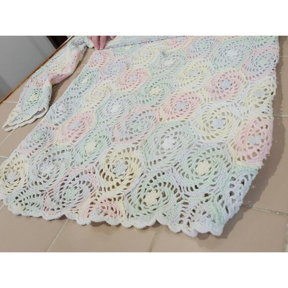 VTG BFA Classics Medallion Crochet Pastel Pullover Long Sleeve Sweater Size XL - Picture 4 of 6